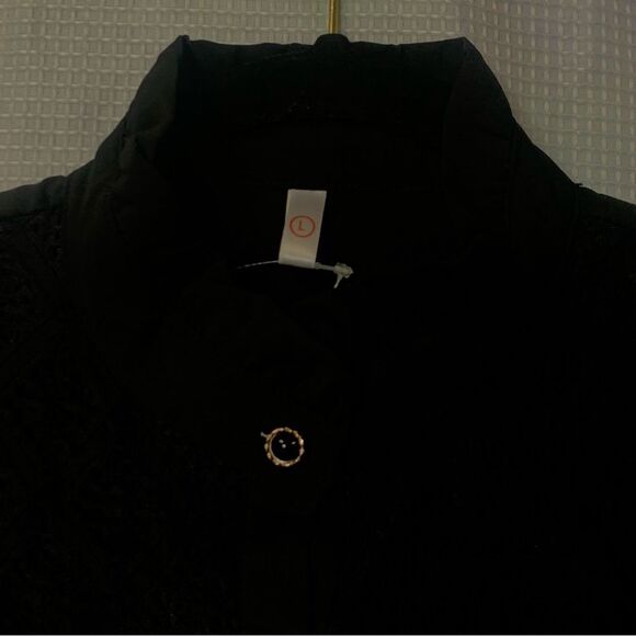 Black Victorian Style Semi Sheer Lace Pleated Blouse - Picture 6 of 12